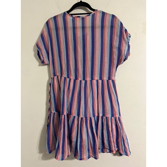 OLIPHANT Striped Tassel Tiered Dress | Boho Summer Mini | Vacation Resort Wear - Picture 3 of 14